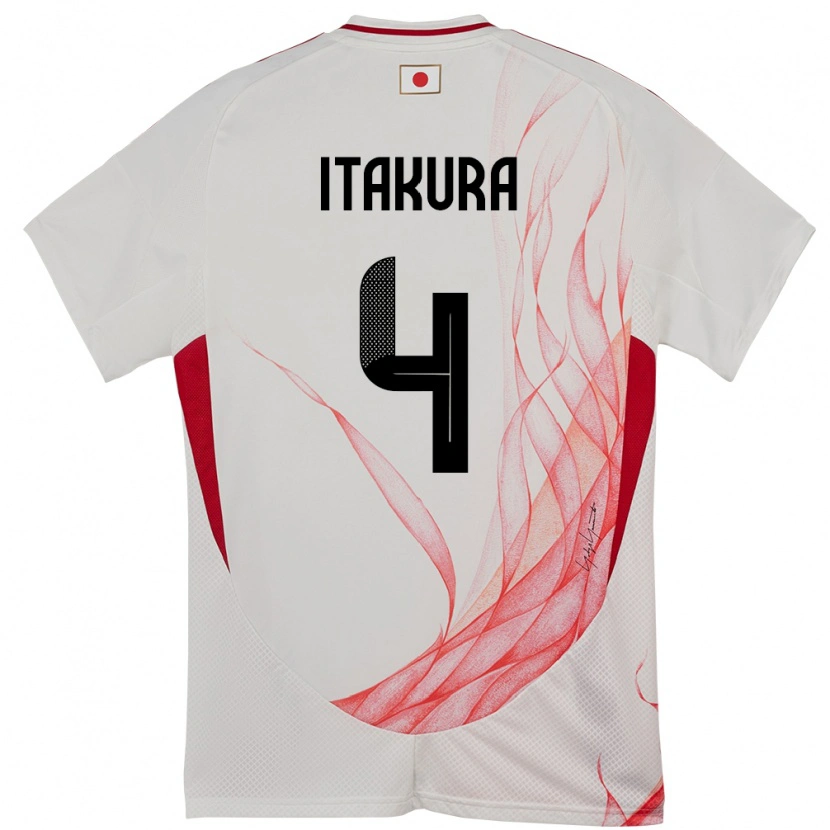 Danxen Mænd Japan Ko Itakura #4 Hvid Udebane Spillertrøjer 24-26 Trøje T-Shirt