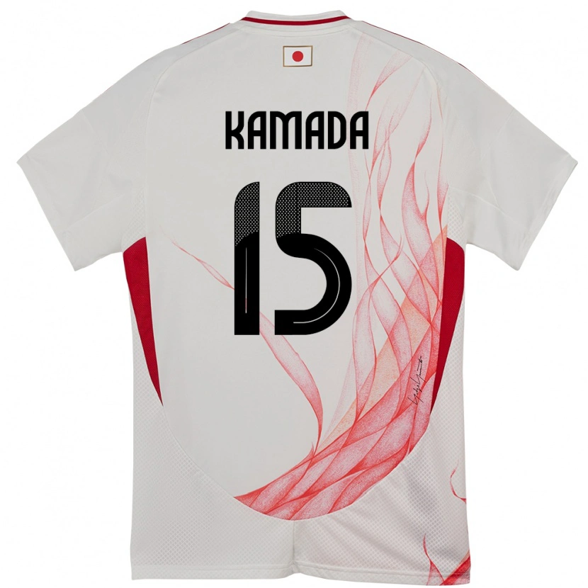 Danxen Mænd Japan Daichi Kamada #15 Hvid Udebane Spillertrøjer 24-26 Trøje T-Shirt