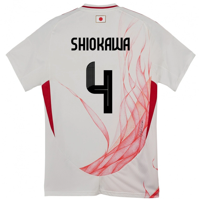 Danxen Mænd Japan Harumichi Shiokawa #4 Hvid Udebane Spillertrøjer 24-26 Trøje T-Shirt