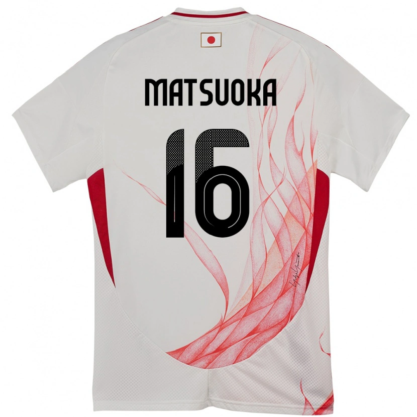 Danxen Mænd Japan Daiki Matsuoka #16 Hvid Udebane Spillertrøjer 24-26 Trøje T-Shirt