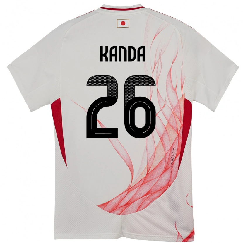 Danxen Mænd Japan Hiroto Kanda #26 Hvid Udebane Spillertrøjer 24-26 Trøje T-Shirt