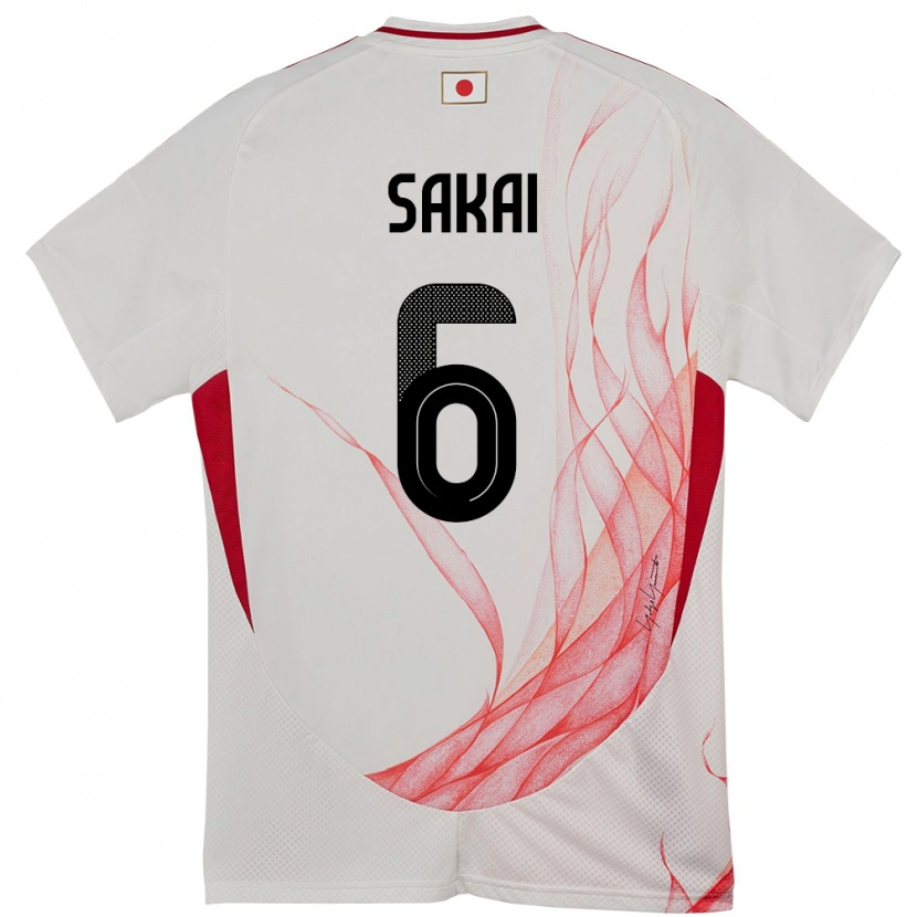 Danxen Mænd Japan Shunya Sakai #6 Hvid Udebane Spillertrøjer 24-26 Trøje T-Shirt