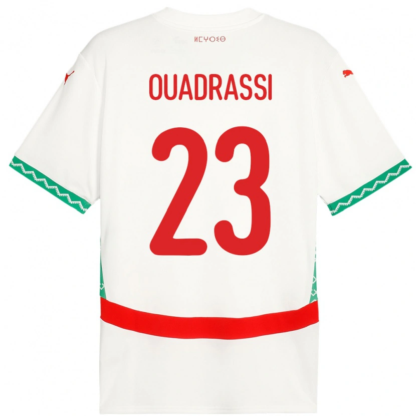 Danxen Mænd Marokko Dalil Ouadrassi #23 Hvid Udebane Spillertrøjer 24-26 Trøje T-Shirt