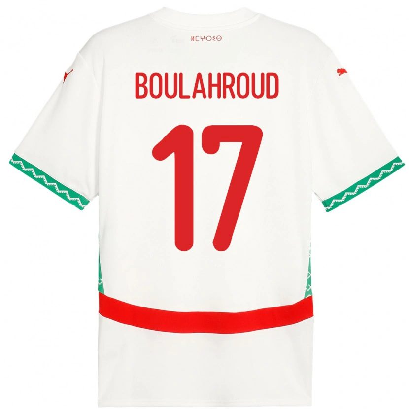 Danxen Mænd Marokko Charaf Eddine Boulahroud #17 Hvid Udebane Spillertrøjer 24-26 Trøje T-Shirt