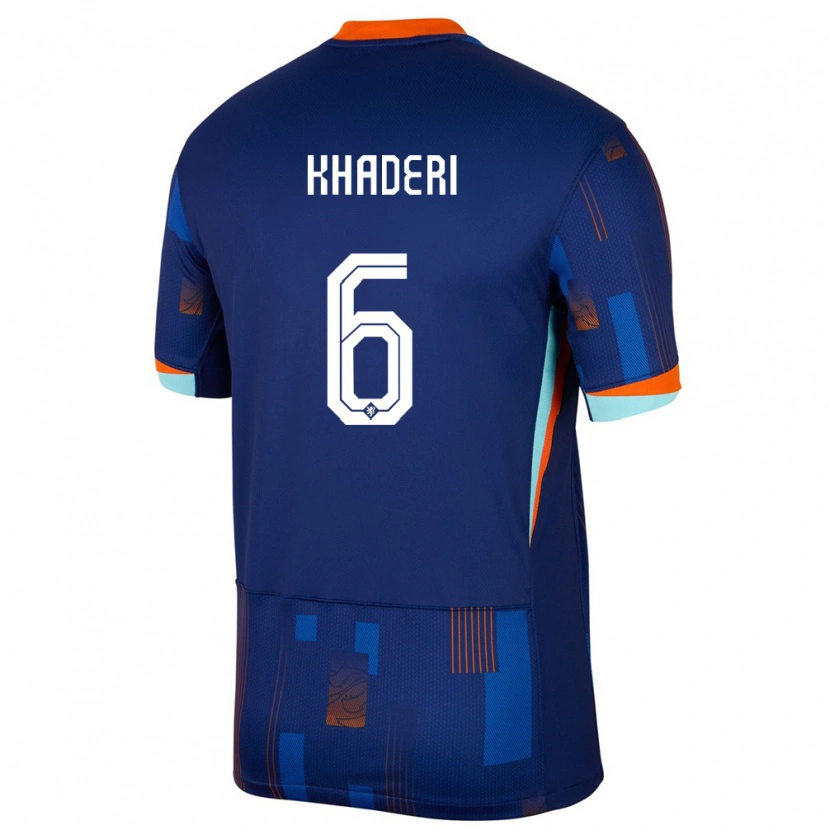 Danxen Mænd Holland Benjamin Khaderi #6 Blå Udebane Spillertrøjer 24-26 Trøje T-Shirt