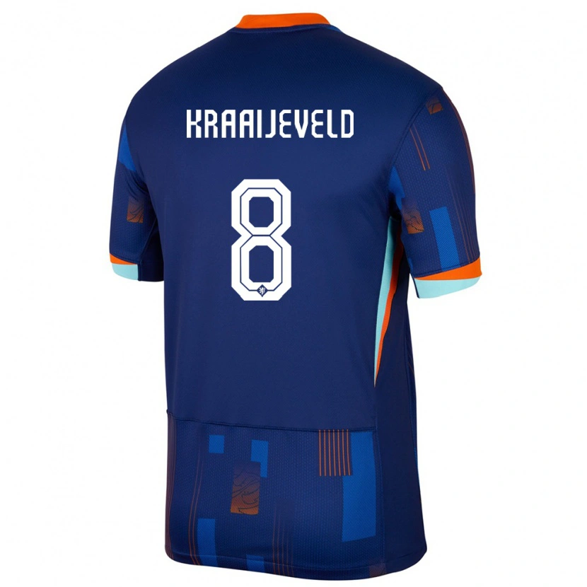 Danxen Mænd Holland Thijs Kraaijeveld #8 Blå Udebane Spillertrøjer 24-26 Trøje T-Shirt