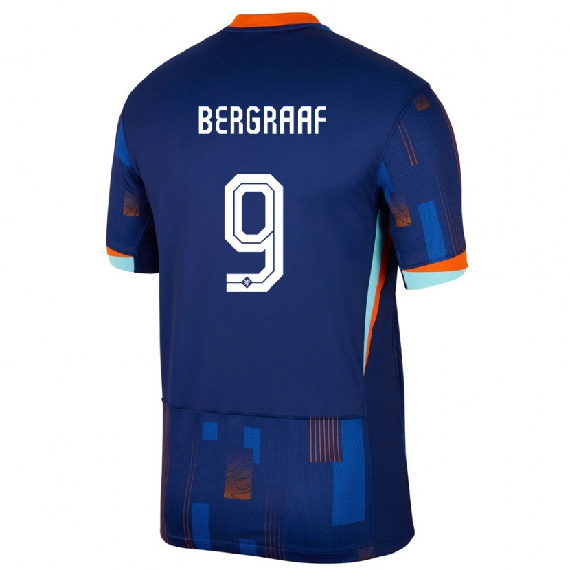 Danxen Mænd Holland Jerolldino Bergraaf #9 Blå Udebane Spillertrøjer 24-26 Trøje T-Shirt