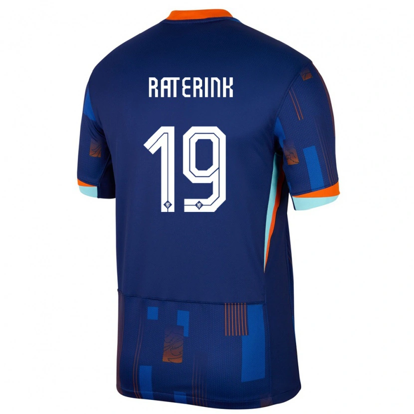 Danxen Mænd Holland Othniël Raterink #19 Blå Udebane Spillertrøjer 24-26 Trøje T-Shirt