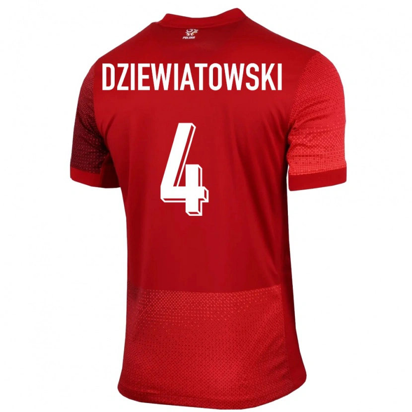 Danxen Mænd Polen Mateusz Dziewiatowski #4 Rød Udebane Spillertrøjer 24-26 Trøje T-Shirt