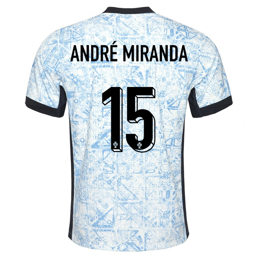 Danxen Mænd Portugal André Miranda #15 Creme Blå Udebane Spillertrøjer 24-26 Trøje T-Shirt