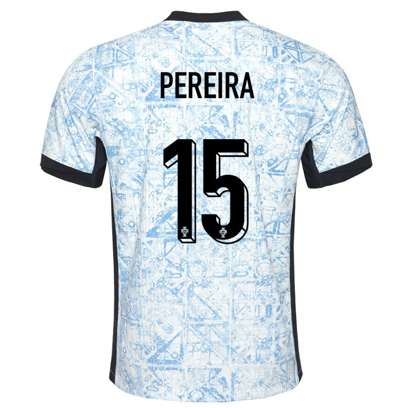 Danxen Mænd Portugal Yoan Pereira #15 Creme Blå Udebane Spillertrøjer 24-26 Trøje T-Shirt