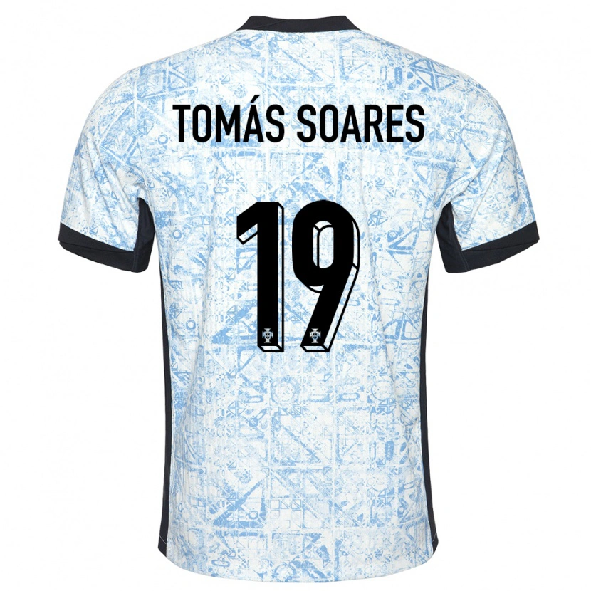 Danxen Mænd Portugal Tomás Soares #19 Creme Blå Udebane Spillertrøjer 24-26 Trøje T-Shirt