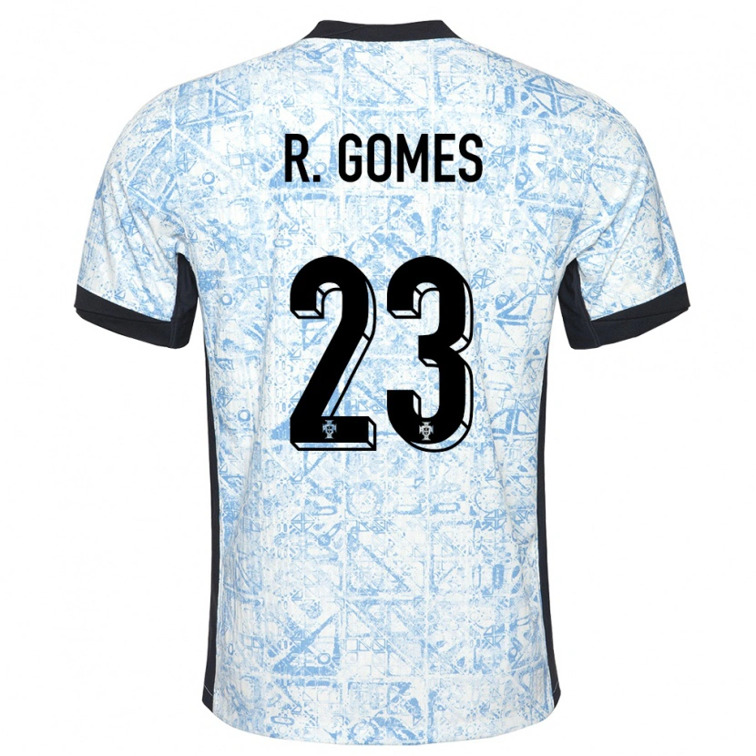 Danxen Mænd Portugal Rodrigo Gomes #23 Creme Blå Udebane Spillertrøjer 24-26 Trøje T-Shirt