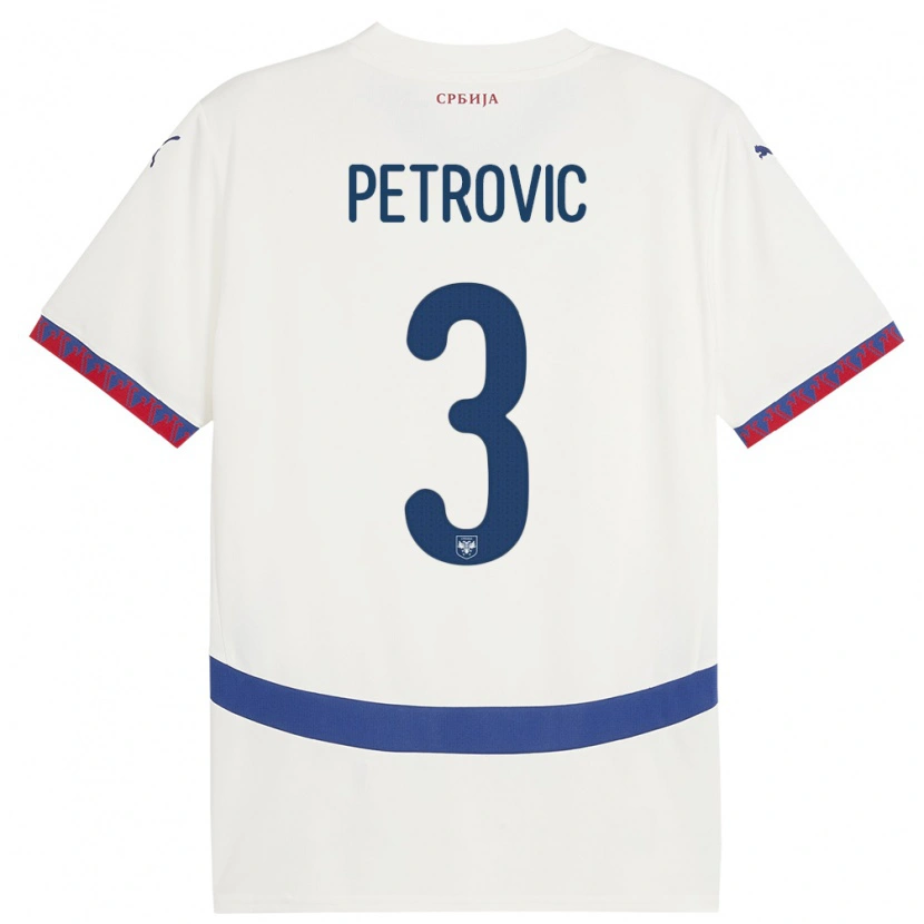 Danxen Mænd Serbien Stefan Petrovic #3 Hvid Udebane Spillertrøjer 24-26 Trøje T-Shirt