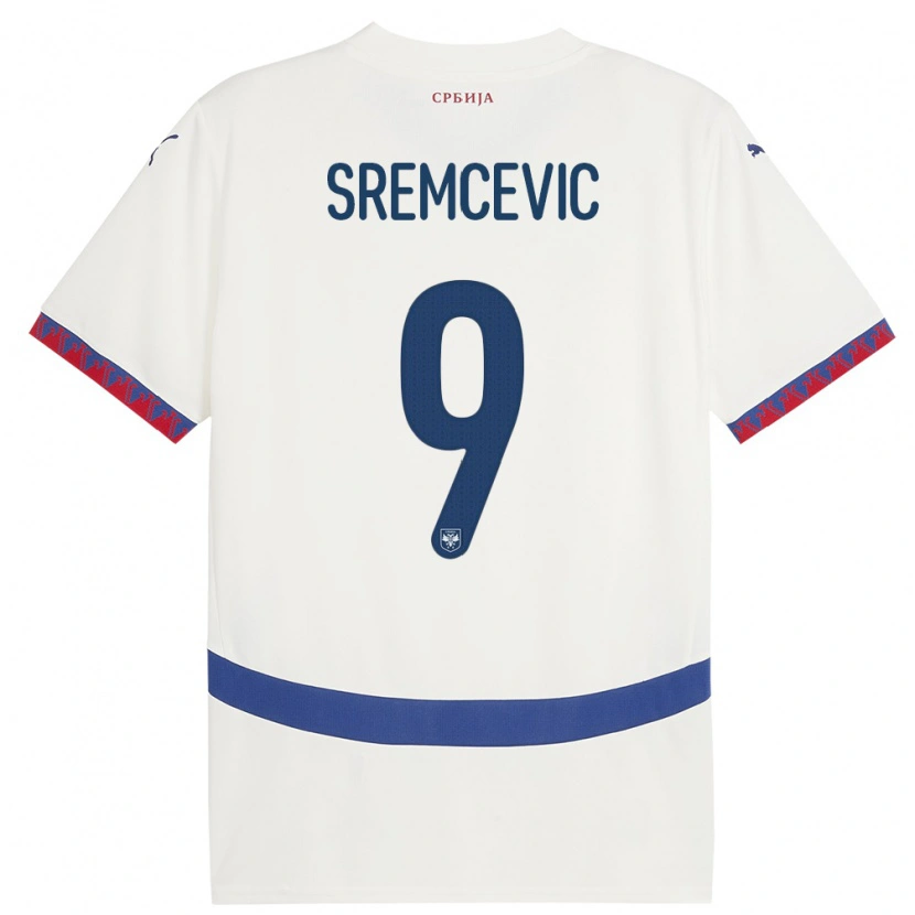 Danxen Mænd Serbien Uros Sremcevic #9 Hvid Udebane Spillertrøjer 24-26 Trøje T-Shirt