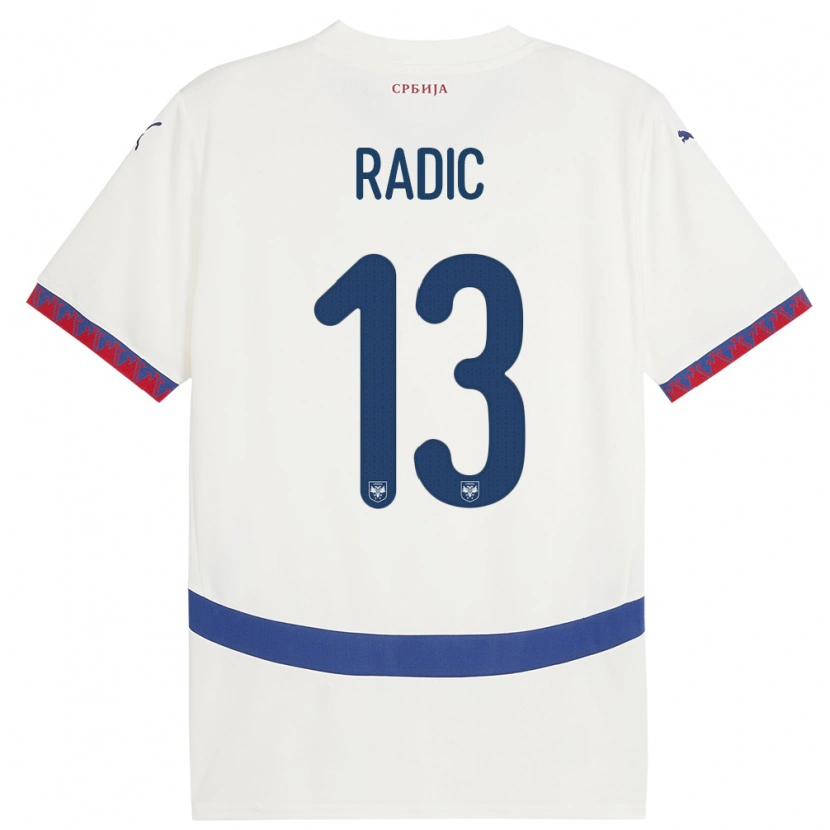 Danxen Mænd Serbien Mihailo Radic #13 Hvid Udebane Spillertrøjer 24-26 Trøje T-Shirt