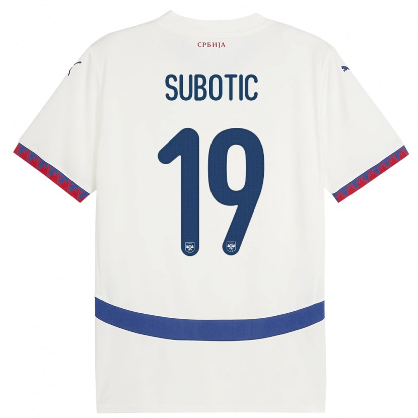 Danxen Mænd Serbien Vasilije Subotic #19 Hvid Udebane Spillertrøjer 24-26 Trøje T-Shirt