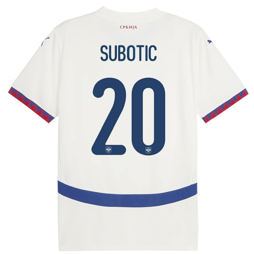 Danxen Mænd Serbien Andrej Subotic #20 Hvid Udebane Spillertrøjer 24-26 Trøje T-Shirt