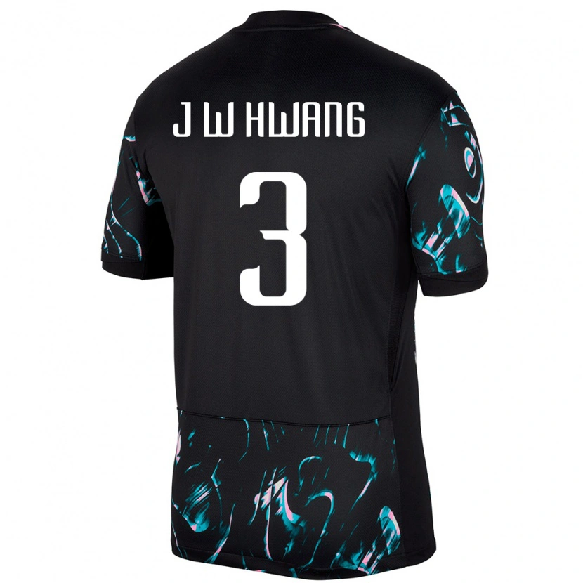 Danxen Mænd Sydkorea Jae-Won Hwang #3 Sort Udebane Spillertrøjer 24-26 Trøje T-Shirt