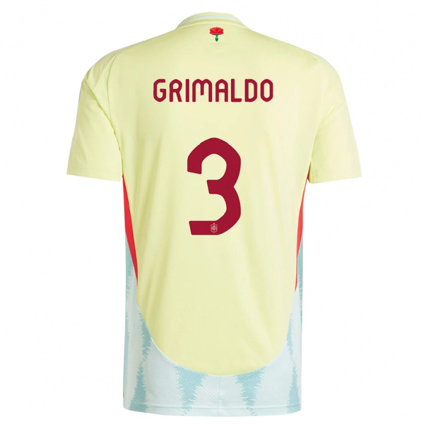 Danxen Mænd Spanien Alejandro Grimaldo #3 Gul Udebane Spillertrøjer 24-26 Trøje T-Shirt