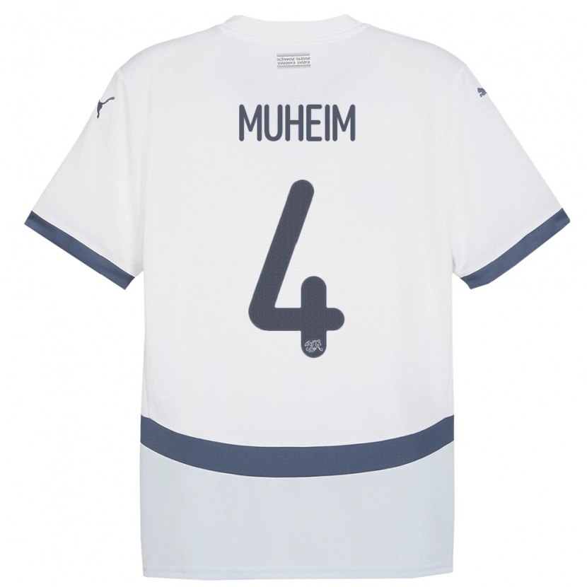 Danxen Mænd Schweiz Miro Muheim #4 Hvid Udebane Spillertrøjer 24-26 Trøje T-Shirt