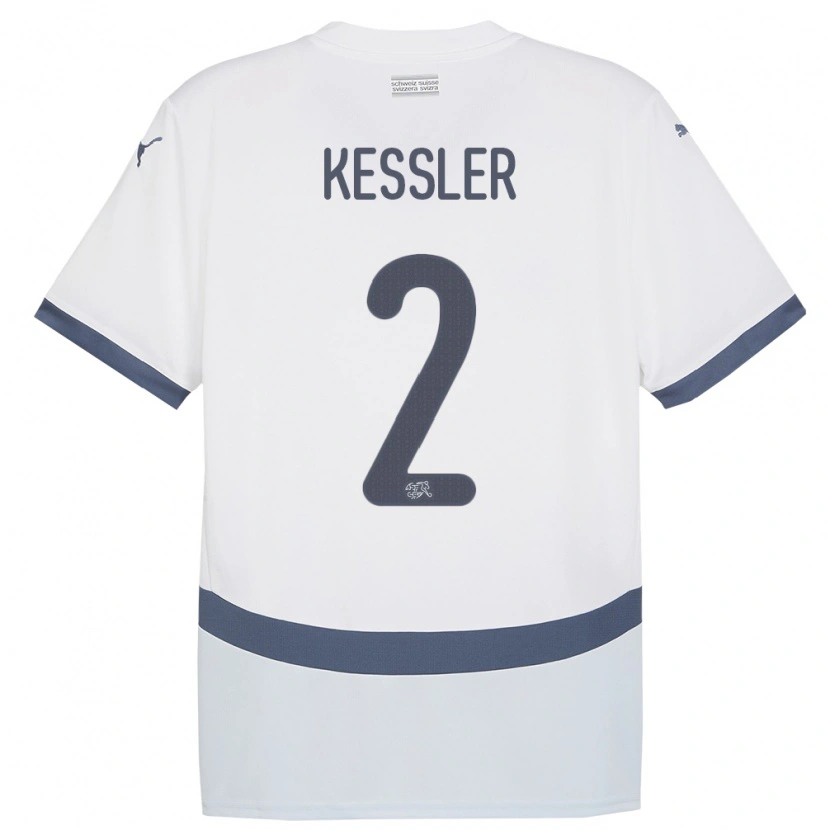 Danxen Mænd Schweiz Ryan Kessler #2 Hvid Udebane Spillertrøjer 24-26 Trøje T-Shirt