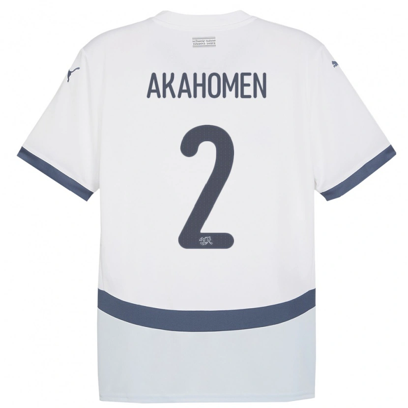 Danxen Mænd Schweiz Marvin Akahomen #2 Hvid Udebane Spillertrøjer 24-26 Trøje T-Shirt