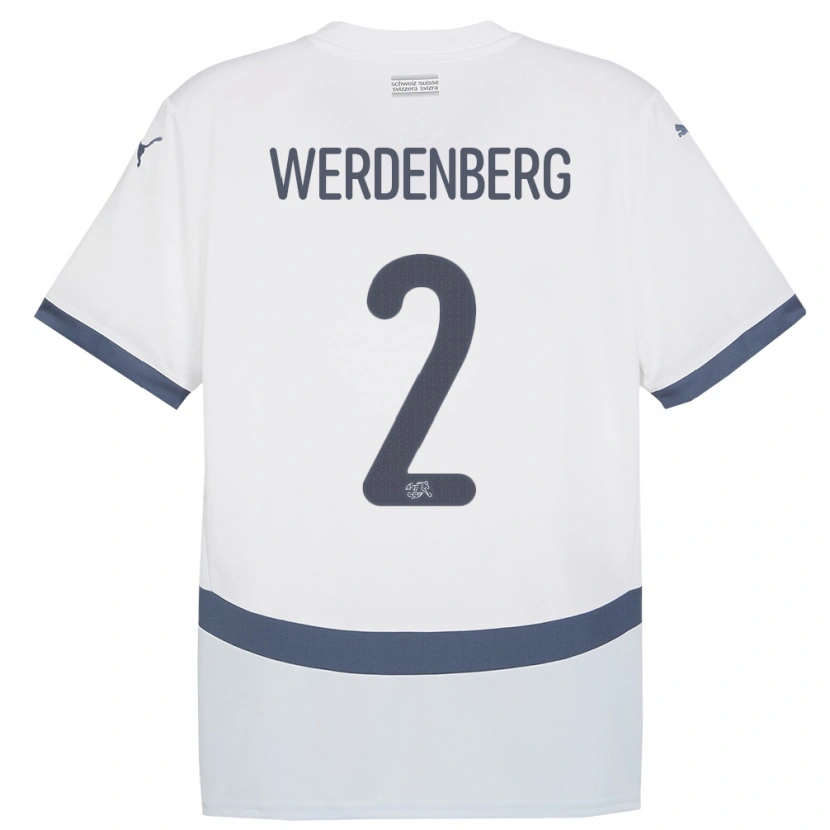 Danxen Mænd Schweiz Julien Werdenberg #2 Hvid Udebane Spillertrøjer 24-26 Trøje T-Shirt