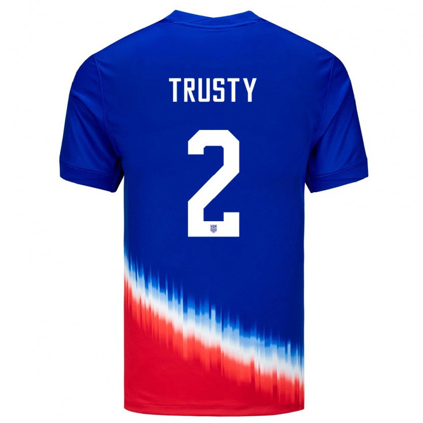 Danxen Mænd Usa Auston Trusty #2 Blå Udebane Spillertrøjer 24-26 Trøje T-Shirt