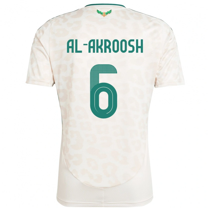 Danxen Mænd Saudi-Arabien Hassan Al-Akroosh #6 Hvid Udebane Spillertrøjer 24-26 Trøje T-Shirt