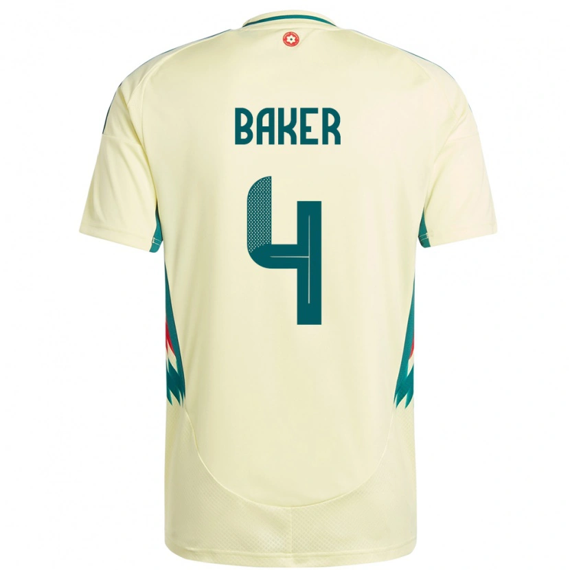 Danxen Mænd Wales Matthew Baker #4 Beige Gul Udebane Spillertrøjer 24-26 Trøje T-Shirt