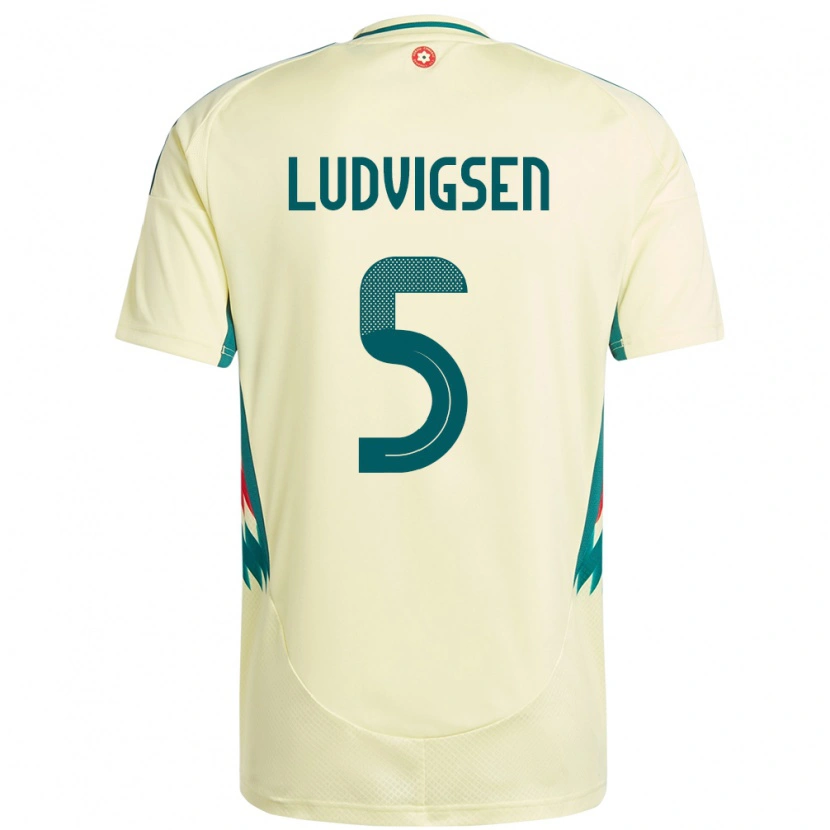 Danxen Mænd Wales Kai Ludvigsen #5 Beige Gul Udebane Spillertrøjer 24-26 Trøje T-Shirt