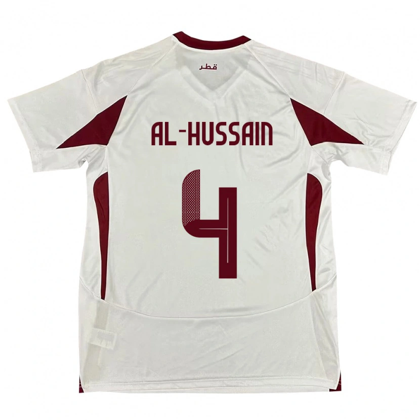 Danxen Mænd Qatar Al-Hashmi Al-Hussain #4 Hvid Udebane Spillertrøjer 24-26 Trøje T-Shirt