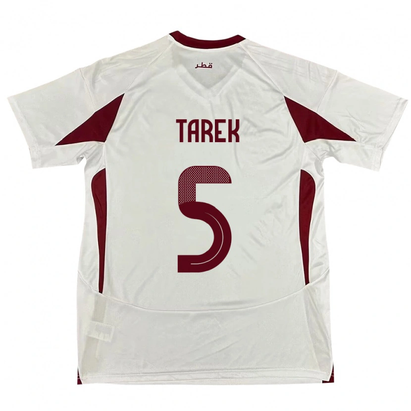 Danxen Mænd Qatar Tarek Salman #5 Hvid Udebane Spillertrøjer 24-26 Trøje T-Shirt