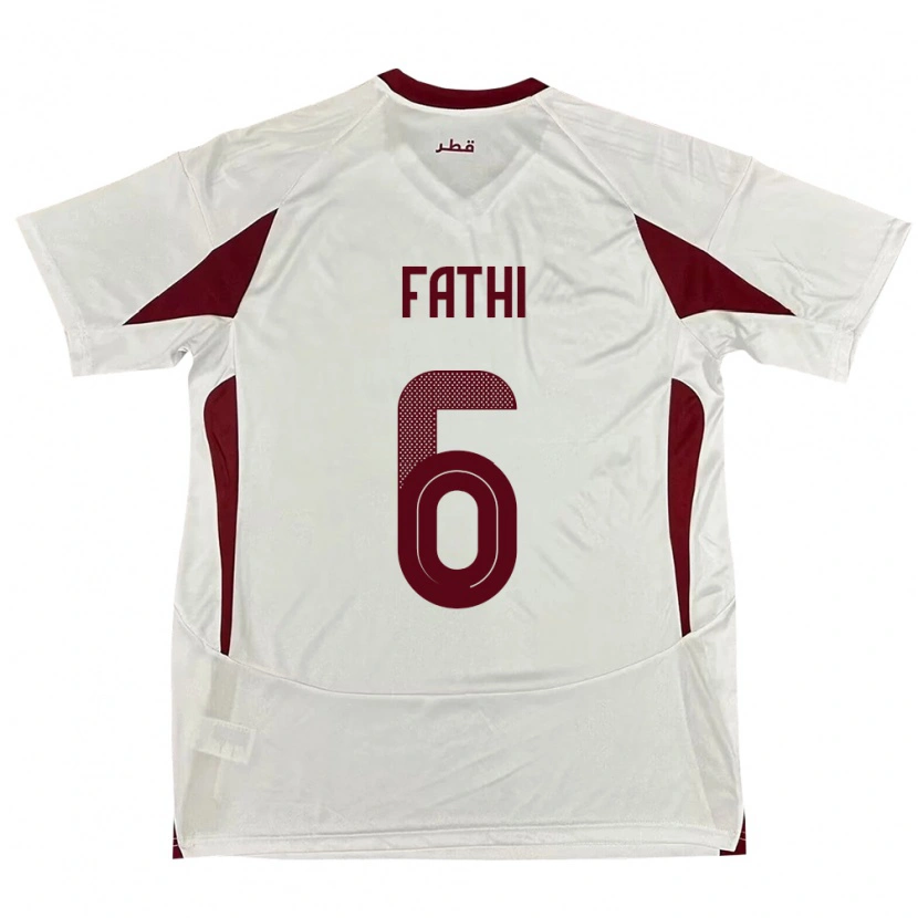 Danxen Mænd Qatar Ahmed Fathi #6 Hvid Udebane Spillertrøjer 24-26 Trøje T-Shirt