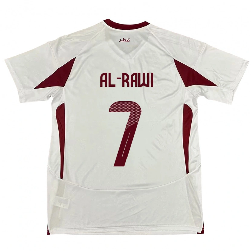 Danxen Mænd Qatar Ahmed Al-Rawi #7 Hvid Udebane Spillertrøjer 24-26 Trøje T-Shirt