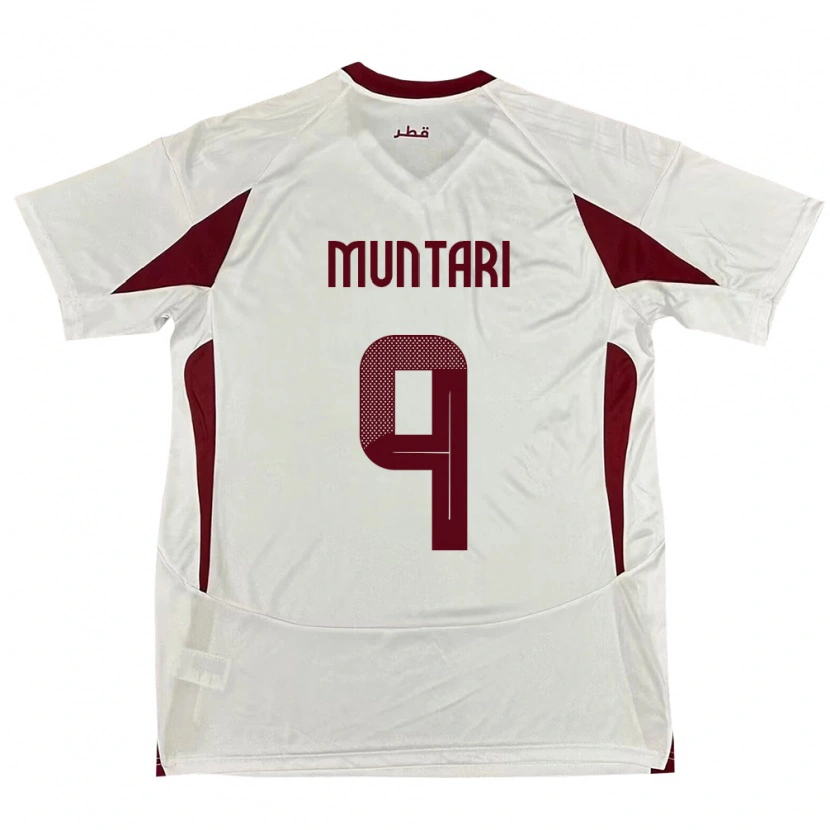 Danxen Mænd Qatar Mohammed Muntari #9 Hvid Udebane Spillertrøjer 24-26 Trøje T-Shirt