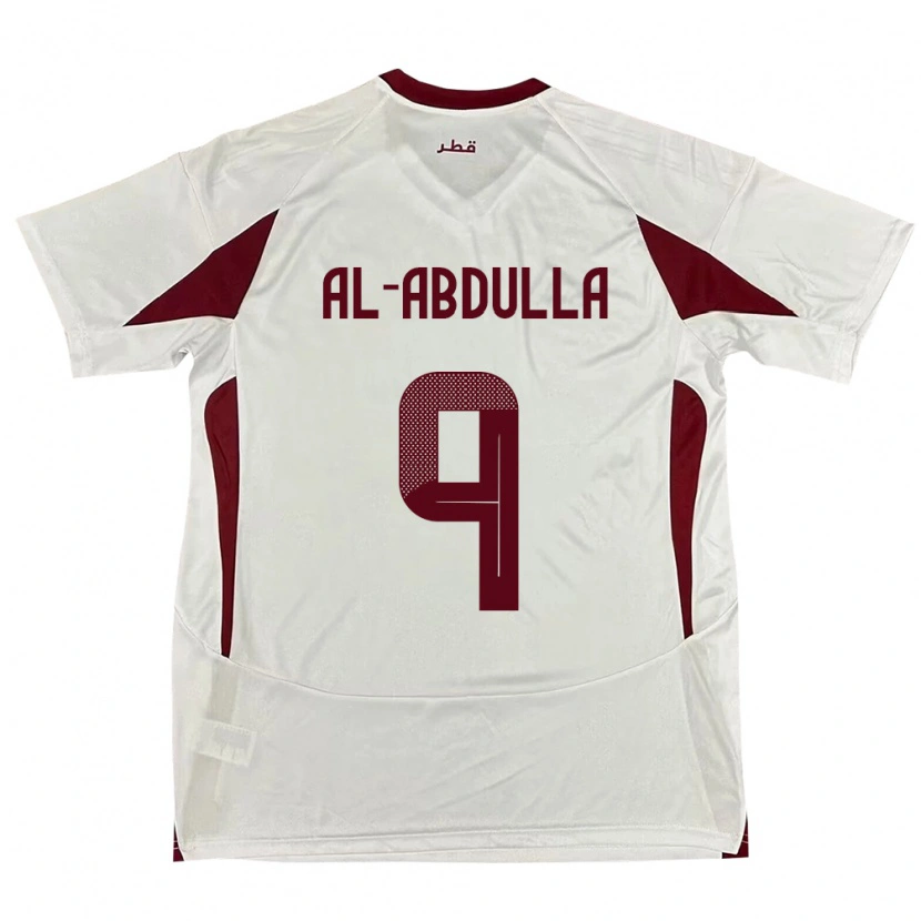 Danxen Mænd Qatar Rashid Al-Abdulla #9 Hvid Udebane Spillertrøjer 24-26 Trøje T-Shirt