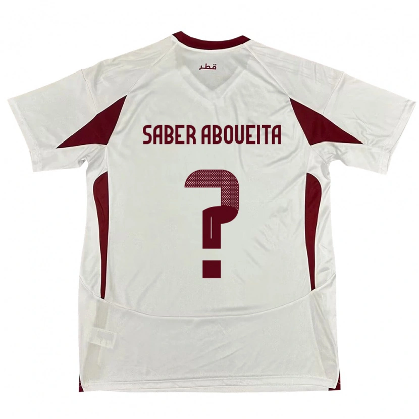 Danxen Mænd Qatar Ahmed Saber Aboueita #0 Hvid Udebane Spillertrøjer 24-26 Trøje T-Shirt