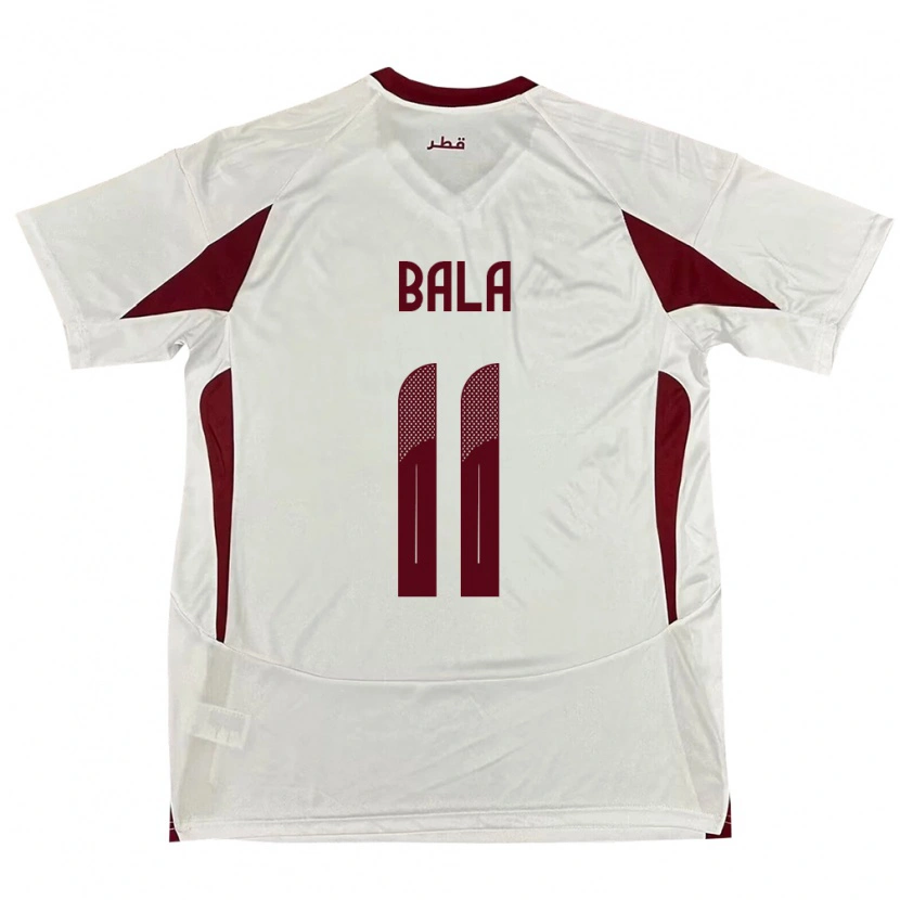 Danxen Mænd Qatar Younis Bala #11 Hvid Udebane Spillertrøjer 24-26 Trøje T-Shirt