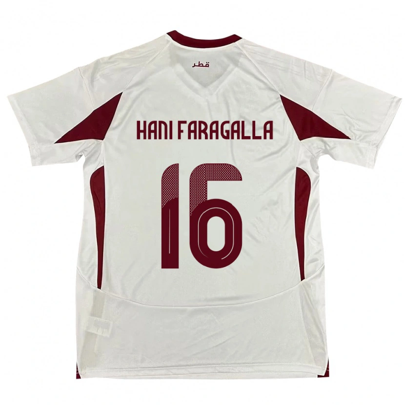 Danxen Mænd Qatar Mohamed Hani Faragalla #16 Hvid Udebane Spillertrøjer 24-26 Trøje T-Shirt