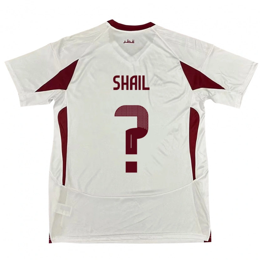 Danxen Mænd Qatar Ahmad Shail #0 Hvid Udebane Spillertrøjer 24-26 Trøje T-Shirt