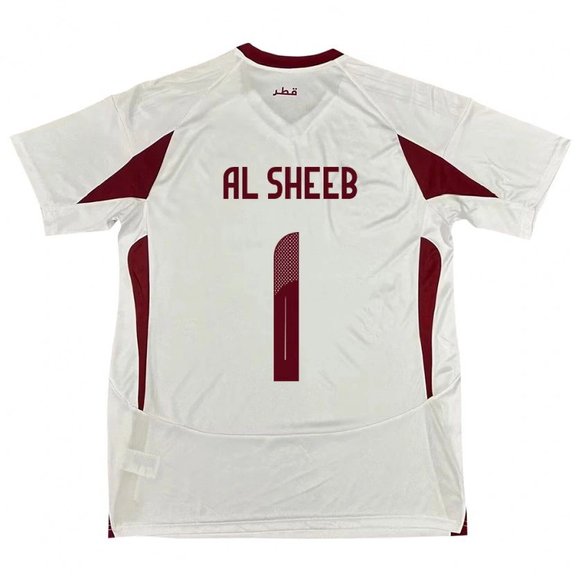 Danxen Mænd Qatar Saad Al Sheeb #1 Hvid Udebane Spillertrøjer 24-26 Trøje T-Shirt