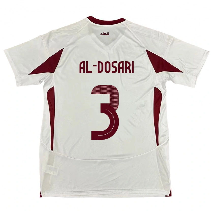 Danxen Mænd Qatar Dana Al Dosari #3 Hvid Udebane Spillertrøjer 24-26 Trøje T-Shirt