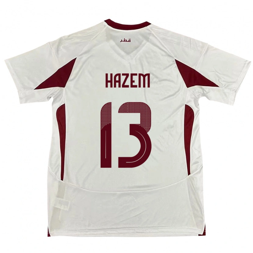 Danxen Mænd Qatar Hazem Shehata #13 Hvid Udebane Spillertrøjer 24-26 Trøje T-Shirt