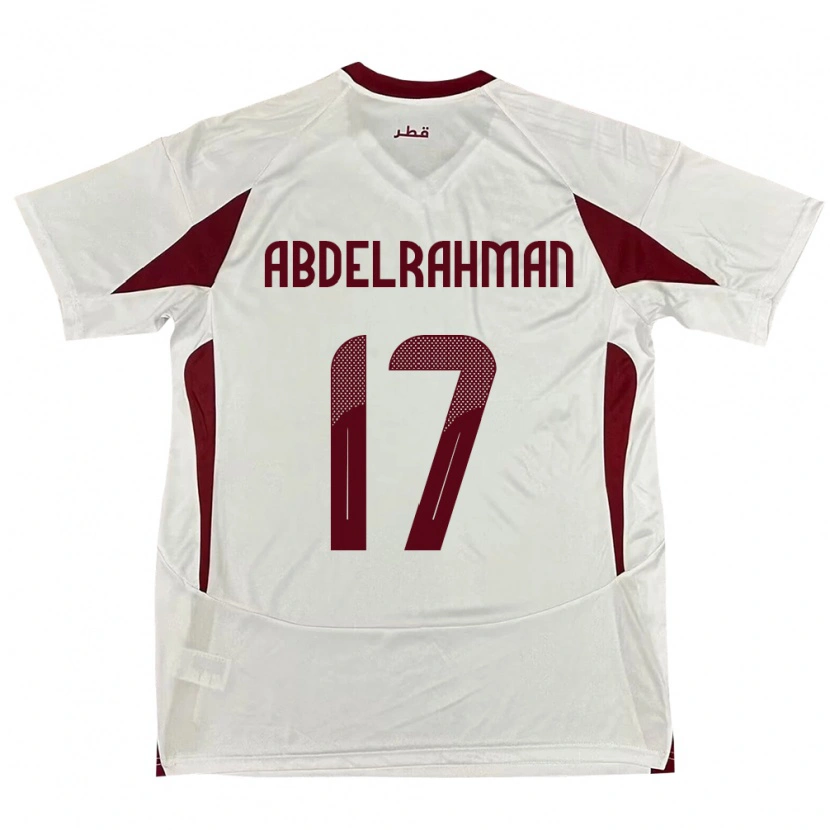 Danxen Mænd Qatar Abdelrahman Fahmi Moustafa #17 Hvid Udebane Spillertrøjer 24-26 Trøje T-Shirt