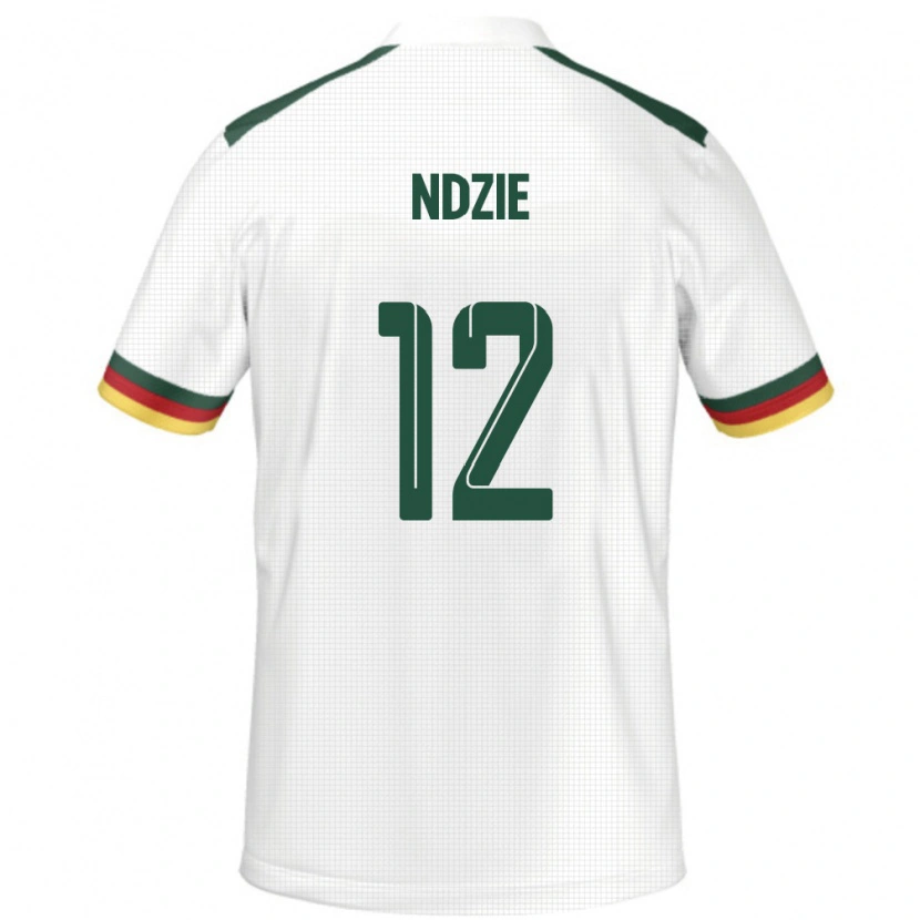 Danxen Mænd Cameroun Martin Ndzie #12 Hvid Udebane Spillertrøjer 24-26 Trøje T-Shirt