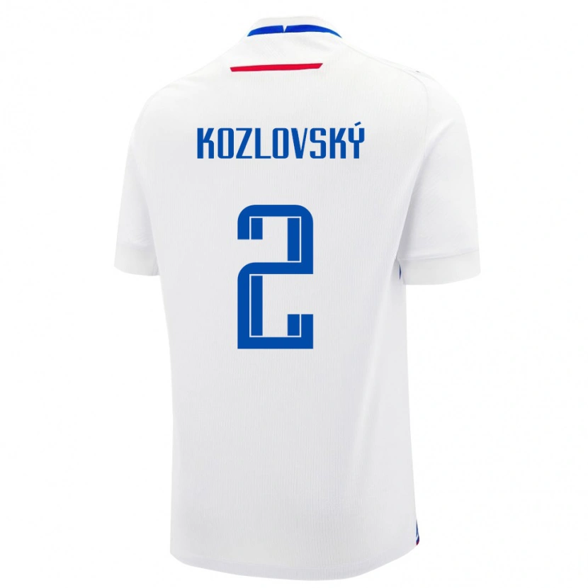 Danxen Mænd Slovakiet Samuel Kozlovský #2 Hvid Udebane Spillertrøjer 24-26 Trøje T-Shirt