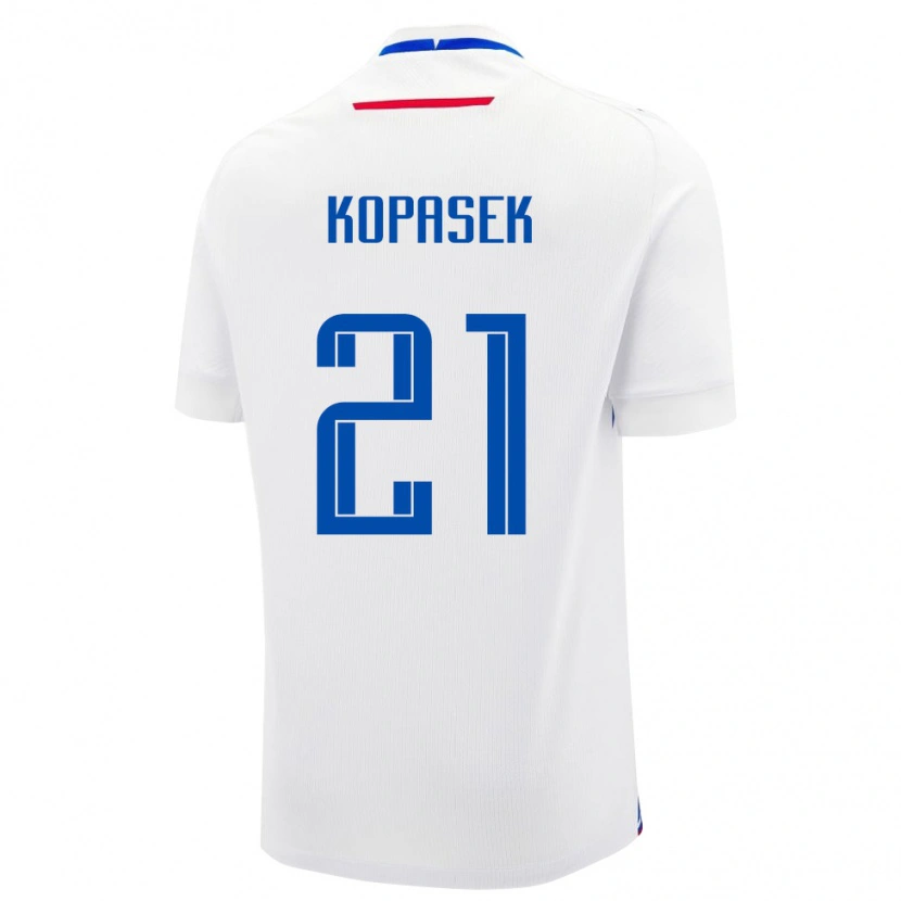 Danxen Mænd Slovakiet Samuel Kopasek #21 Hvid Udebane Spillertrøjer 24-26 Trøje T-Shirt