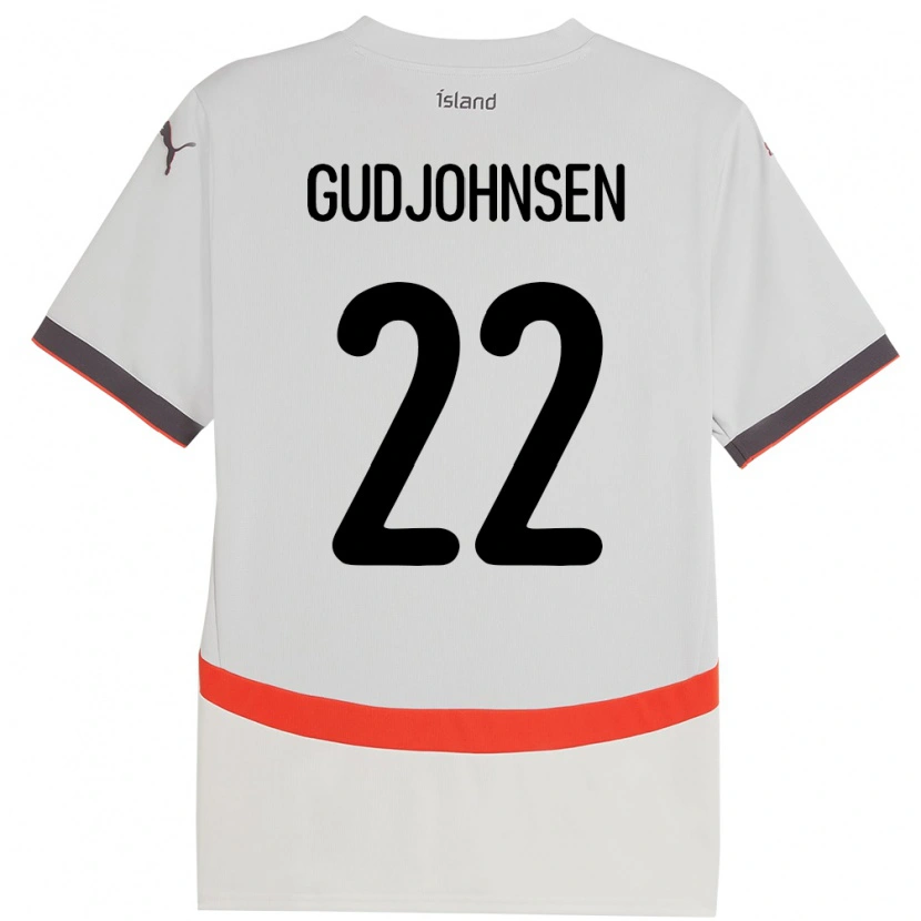 Danxen Mænd Island Andri Gudjohnsen #22 Hvid Udebane Spillertrøjer 24-26 Trøje T-Shirt